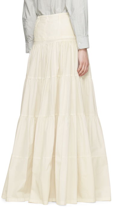 Krila Maison Margiela MM6 Maison Margiela Light Cotton Poplin Tiered Maxi Skirt Bež | S62MI0031 M35458, 2