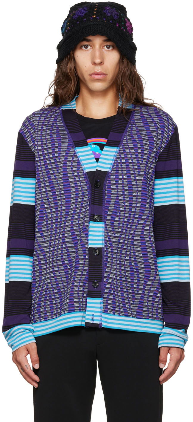 Pleteni pulover Anna Sui Anna Sui Stripe Cardigan Lila | M622G31