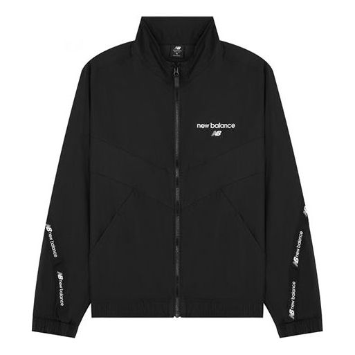 Vetrovka New Balance Logo Full-Zip Woven Jacket Črna | AMJ22350-BK