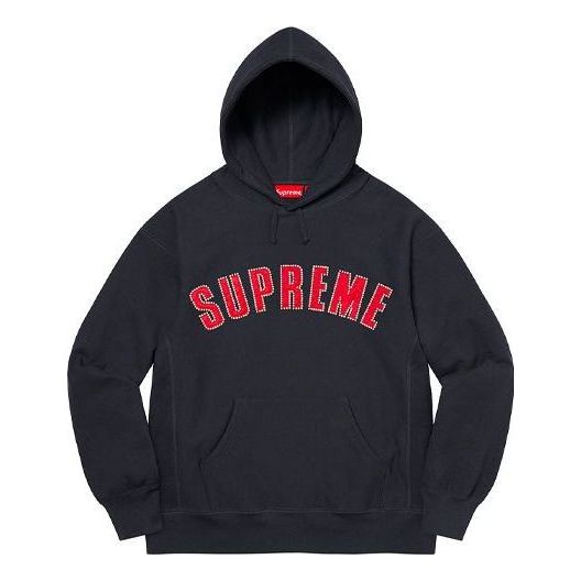 Pulover Supreme Pearl Logo Hooded Sweatshirt Mornarica | SUP-FW21-171