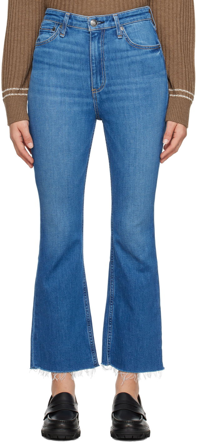 Kavbojke rag & bone Casey High-Rise Frayed Flare Jeans Modra | WDD23F2917C2C1