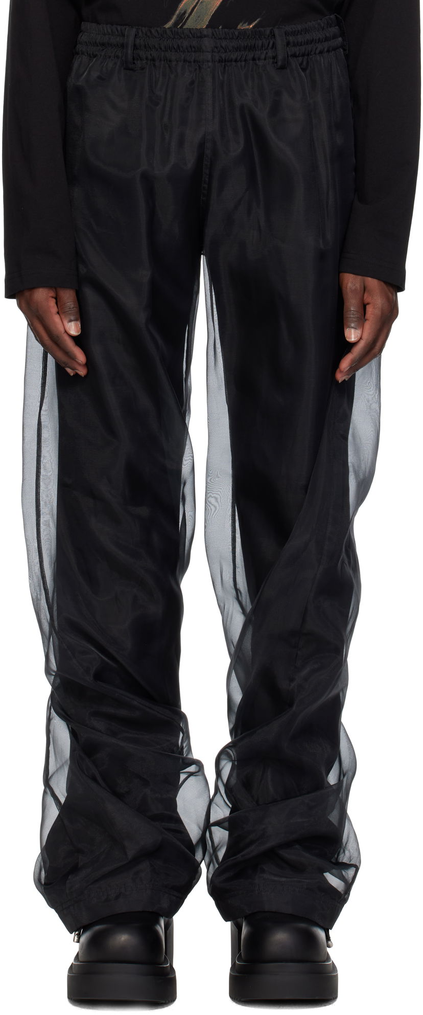 Hlače We11done We11done Layered Trousers Črna | WD-PT0-25-268-U-BK