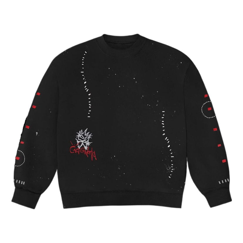 Pulover Cactus Jack by Travis Scott Travis Scott Cactus Jack FW22 Stitched Crewneck Črna | TS-22FW006