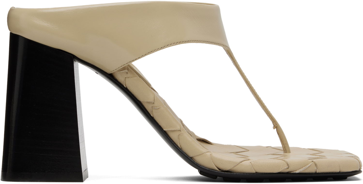 Nega čevljev Bottega Veneta Bottega Veneta Marella Thong Heeled Sandals Bež | 817500 V3H90, 0