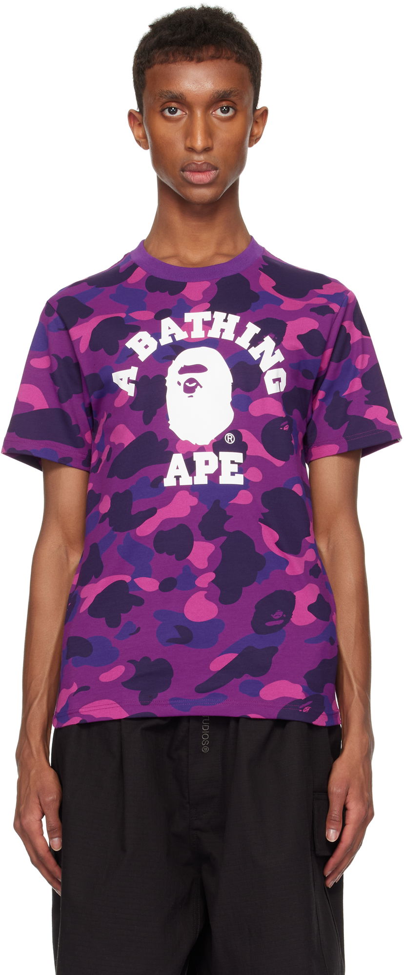 Majica BAPE Camo College T-shirt Lila | 001CSK301002M