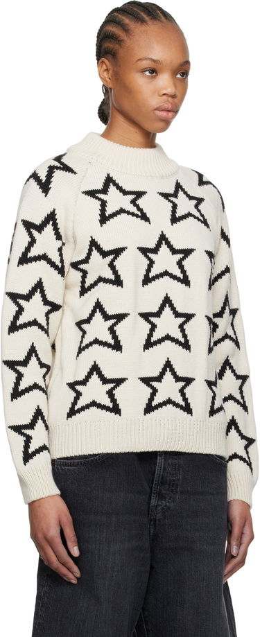 Pleteni pulover RE/DONE Re/Done Mock Neck Star Sweater Bela | 797-10WMSTPUL, 1