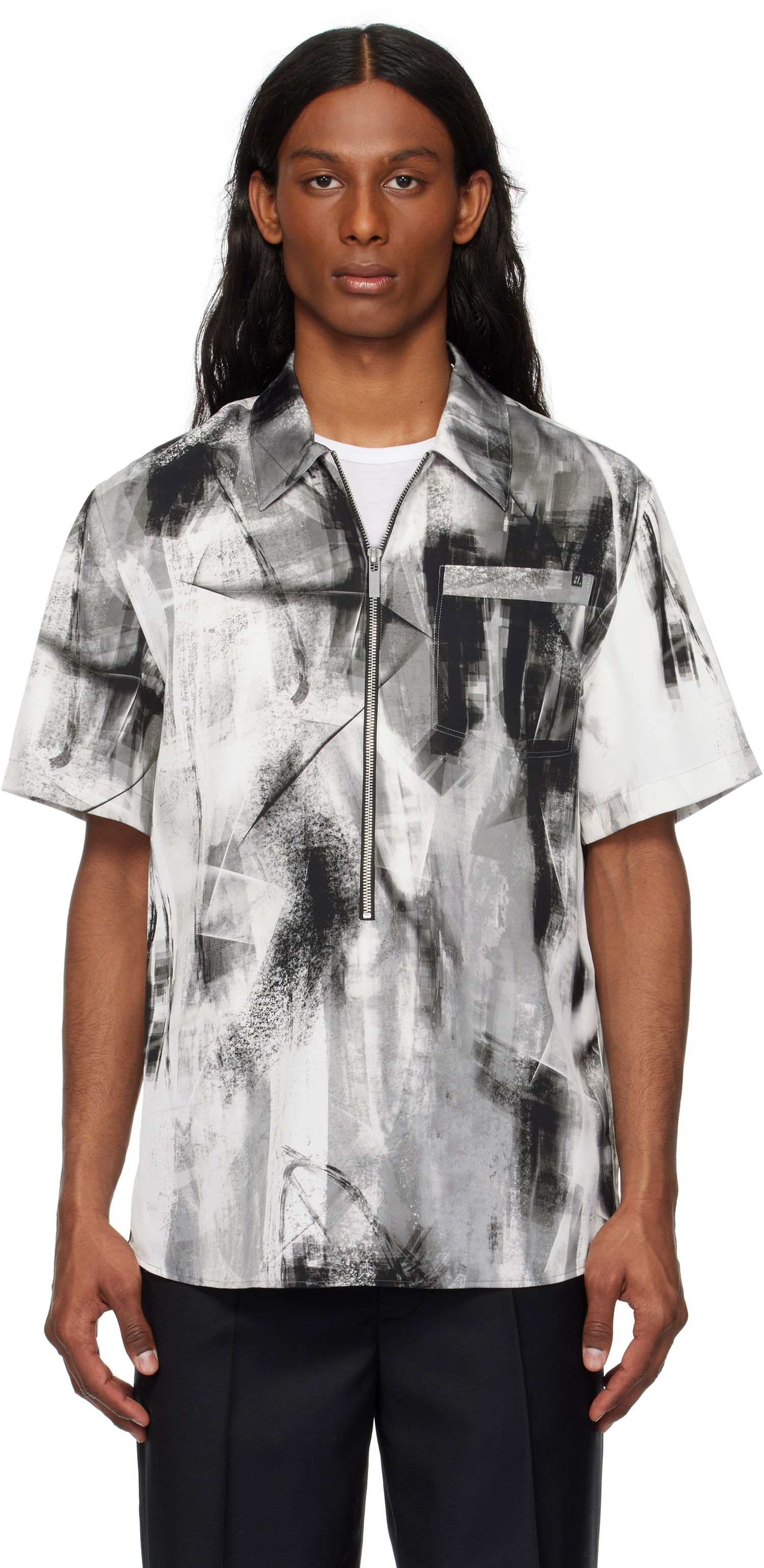 Srajce Helmut Lang Helmut Lang Zip Scribble Shirt Bela | P02HM507, 0