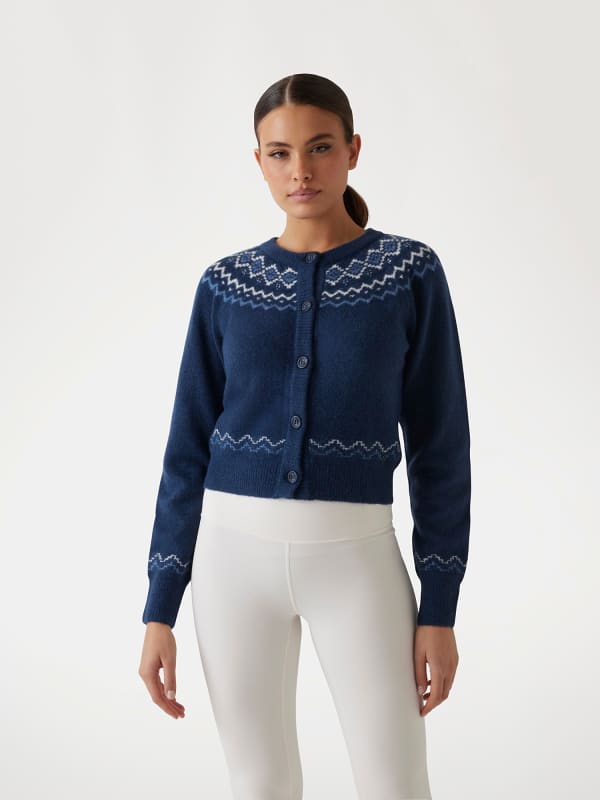 Pleteni pulover GUESS Cropped Buttoned Cardigan Sweater Modra | W4PR0YZ3LQ0