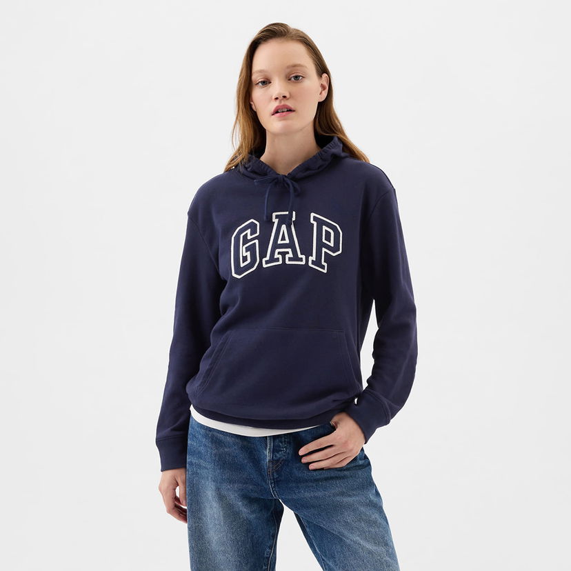 Pulover GAP Pullover Logo Hoodie Navy Uniform Mornarica | 870537-05