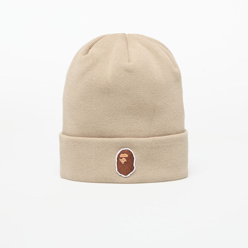 Beanie BAPE A BATHING APE One Point Ape Head Knit Cap Bež | 001HTL301006MBEI