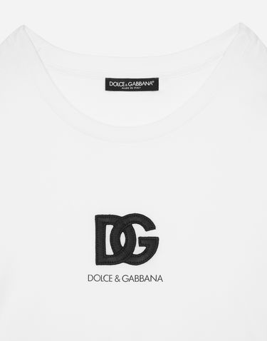 Majica Dolce & Gabbana Short-sleeved T-shirt With Dg Logo Patch Bela | G8PN9ZG7M2FW0800, 2