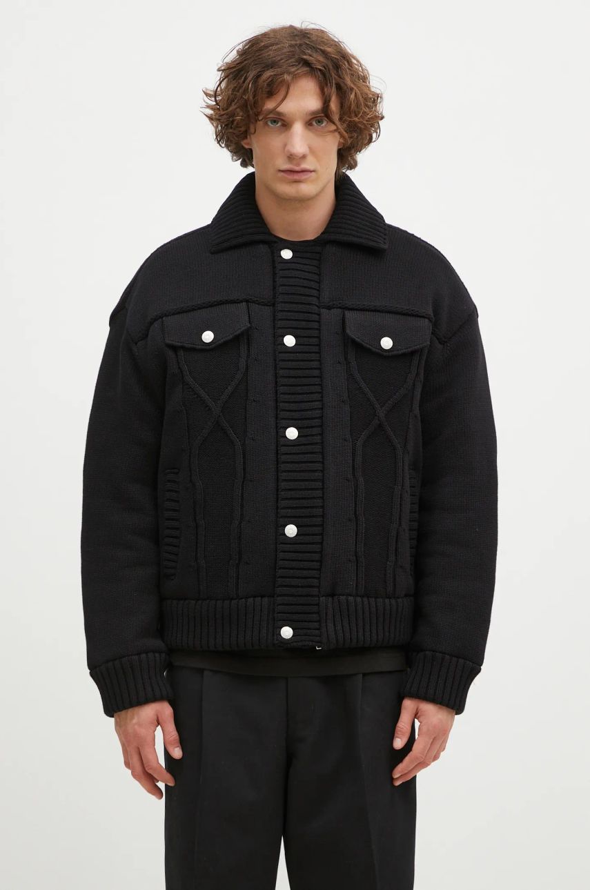 Pleteni pulover KENZO Oversized Knitted Jacket Črna | FE65OU1419NC.99, 0
