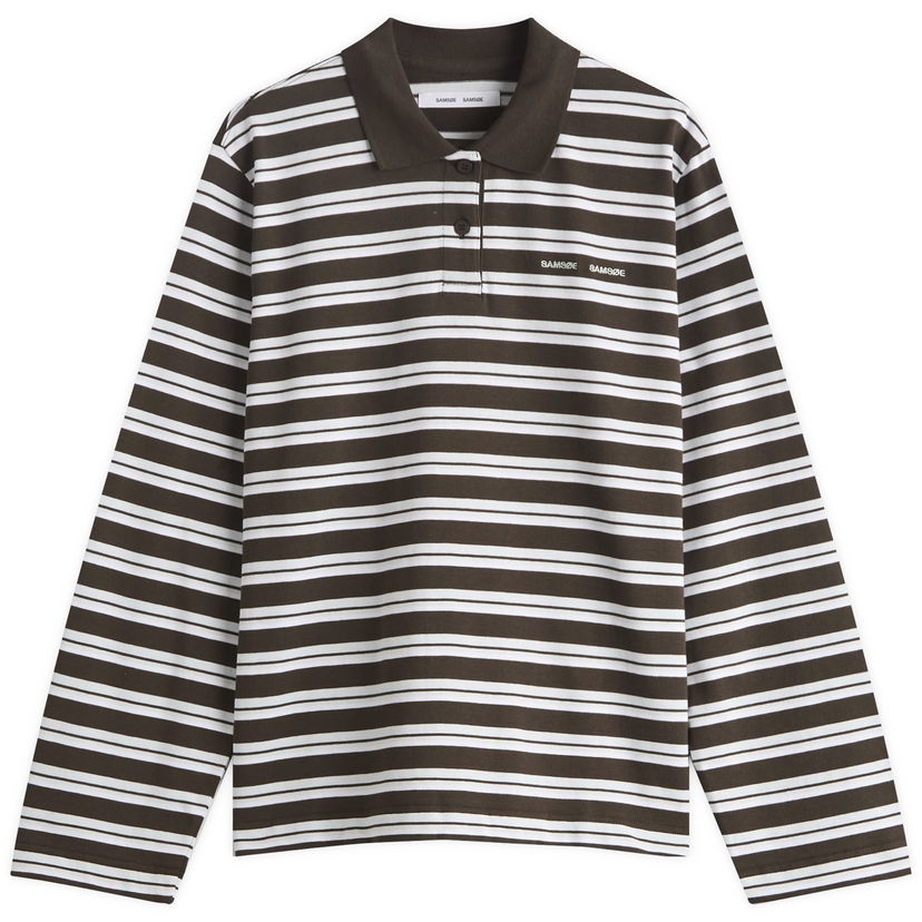 Polo majica Samsoe Samsoe Samsøe Samsøe Women's Sadover Long Sleeve Striped Polo Rjava | F25300039-CLR002277