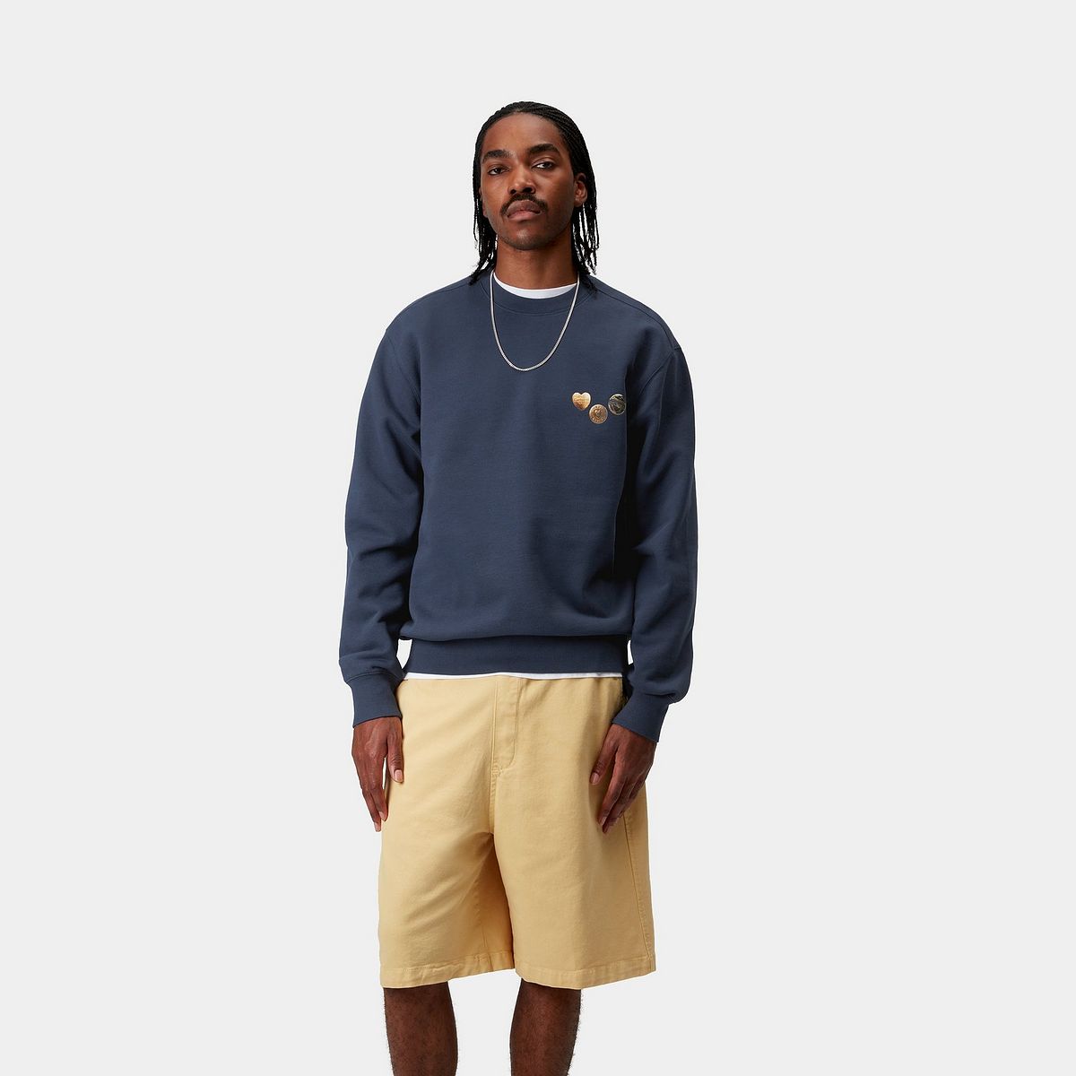 Pleteni pulover Carhartt WIP Carhartt WIP Button Sweatshirt Mornarica | I034730_5, 0