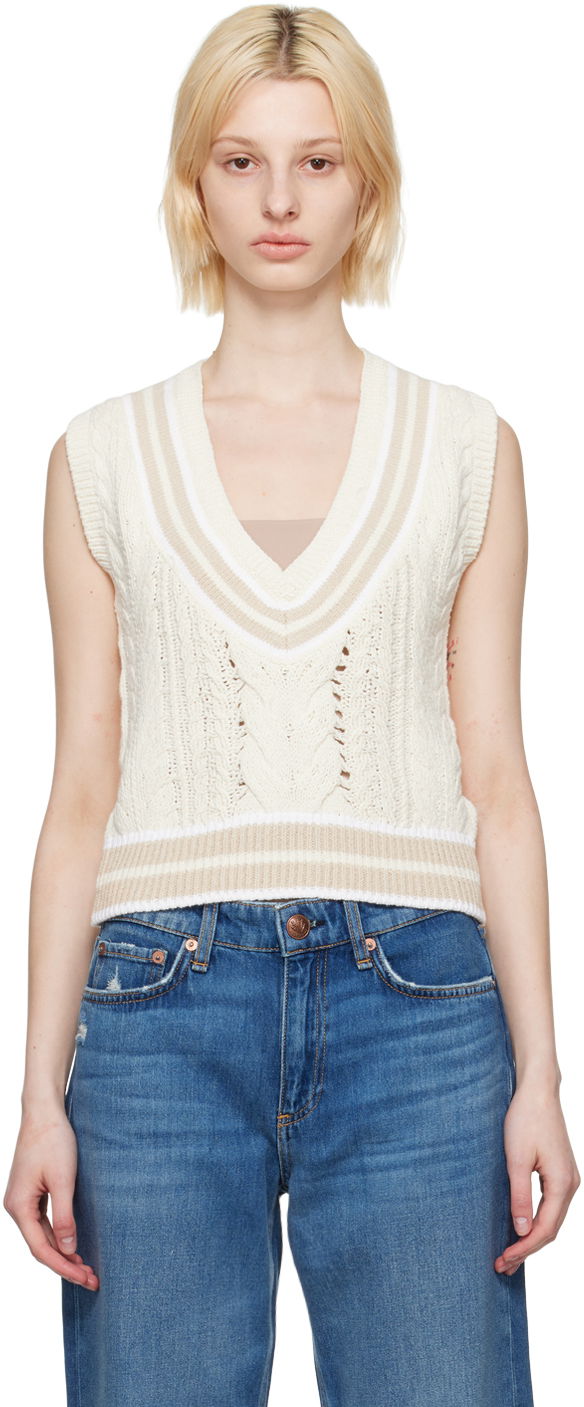 Pleteni pulover rag & bone Rag & Bone Brandi Knit Vest Bela | WAS23S021SD21, 0