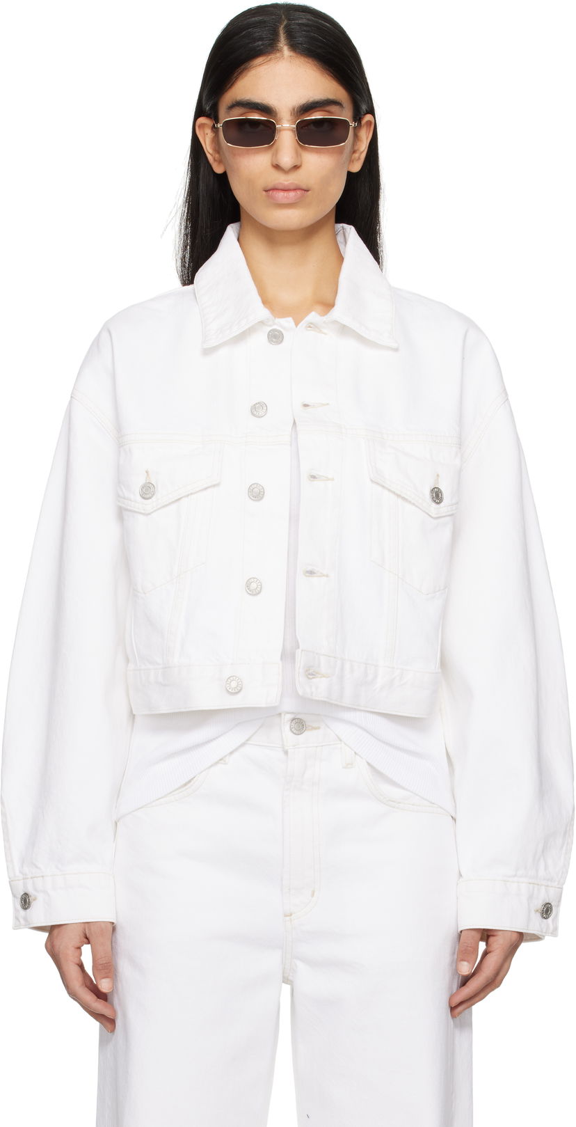 Jakna AGOLDE AGOLDE Palmer Cropped Denim Jacket Bela | A5047-1183