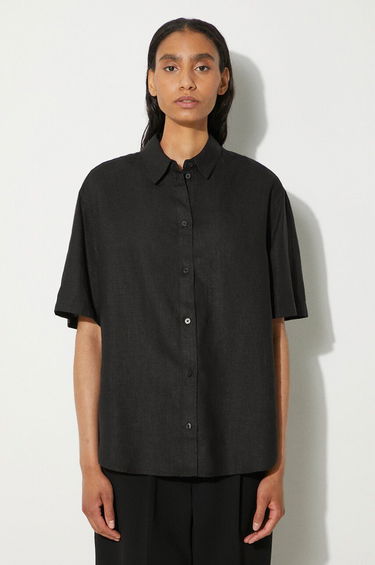 Srajce Samsoe Samsoe Samsoe Samsoe Salarika Relaxed Linen Shirt Črna | F24200081, 3