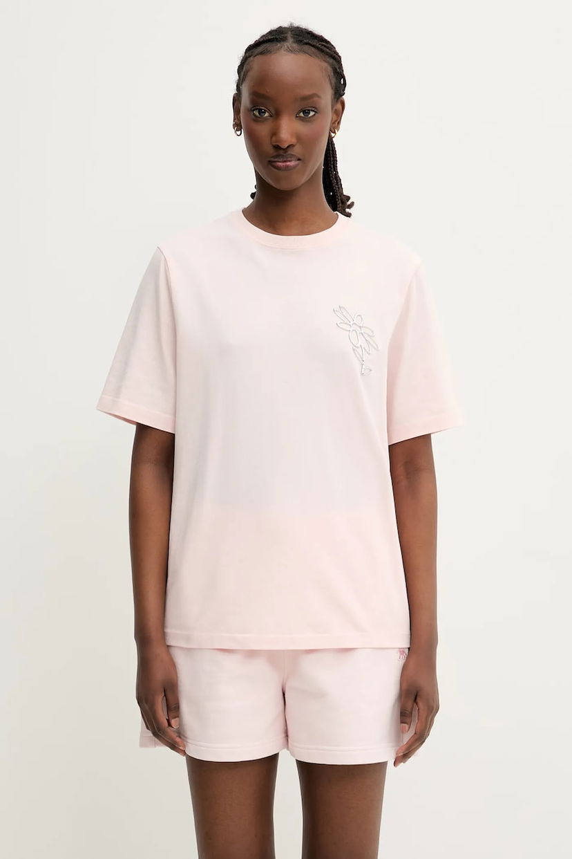 Majica MAISON KITSUNÉ Maison Kitsuné Metallic Daisy Comfort T-Shirt Roza | OW00121KJ0119
