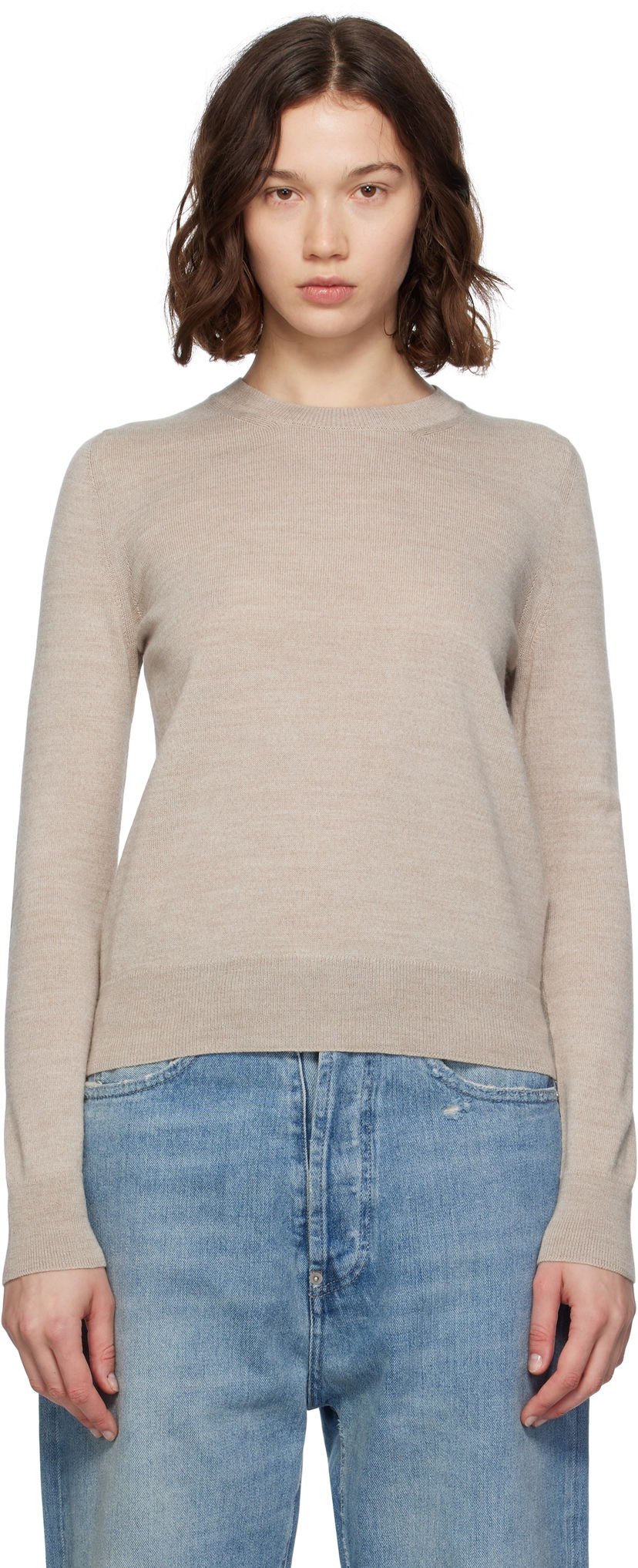 Pleteni pulover Maison Margiela MM6 Maison Margiela Knit Sweater Bež | S52HL0047 M13133