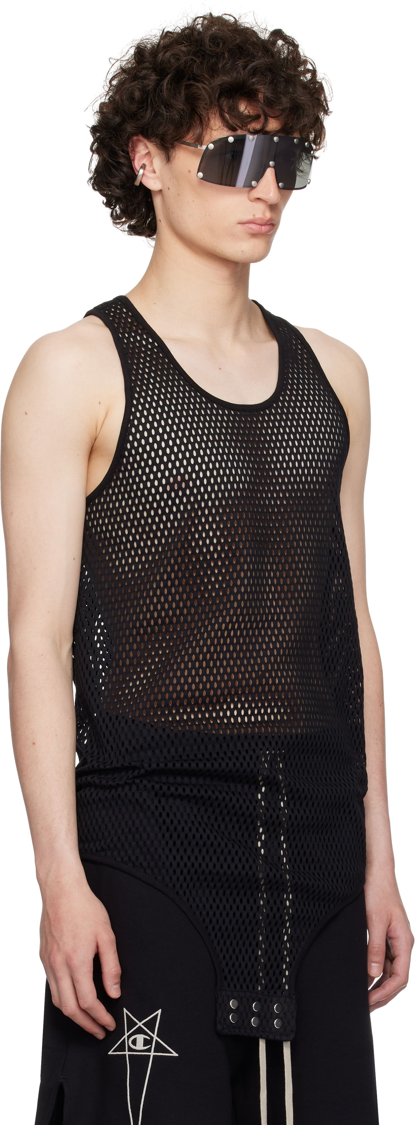 Majica brez rokavov Rick Owens Rick Owens Champion Edition Mesh Tank Top Črna | CM01E1680 CHONET MESH, 1