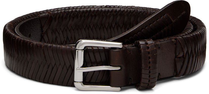 Pasovi LEMAIRE LEMAIRE Woven Leather Belt Rjava | AC1235 LL0172