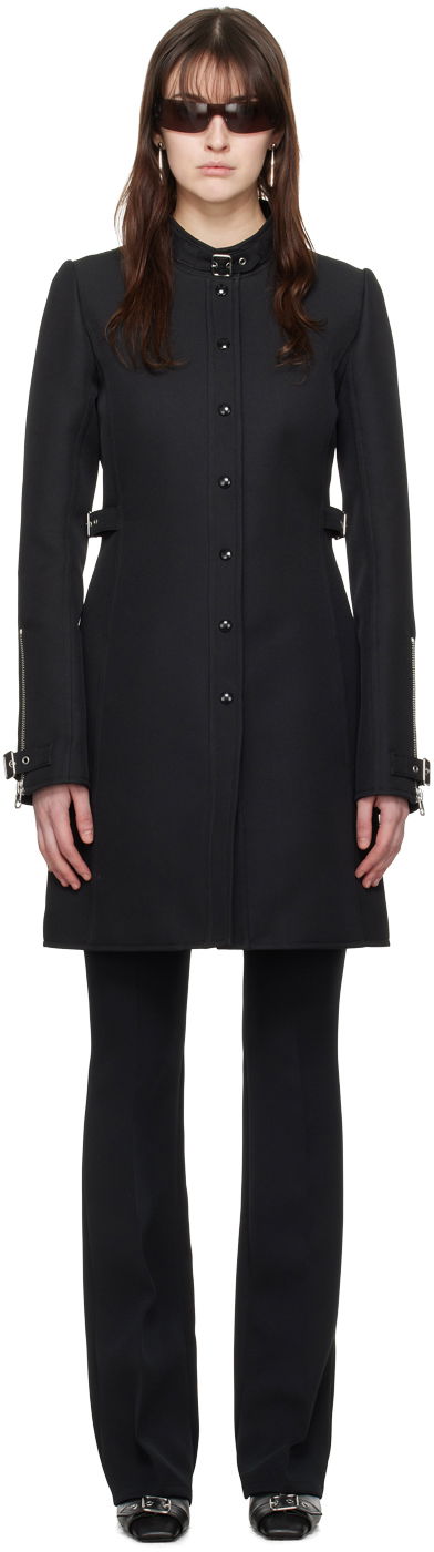 Plašči Courrèges Buckle Detail Coat Črna | 124CMA137PL0077