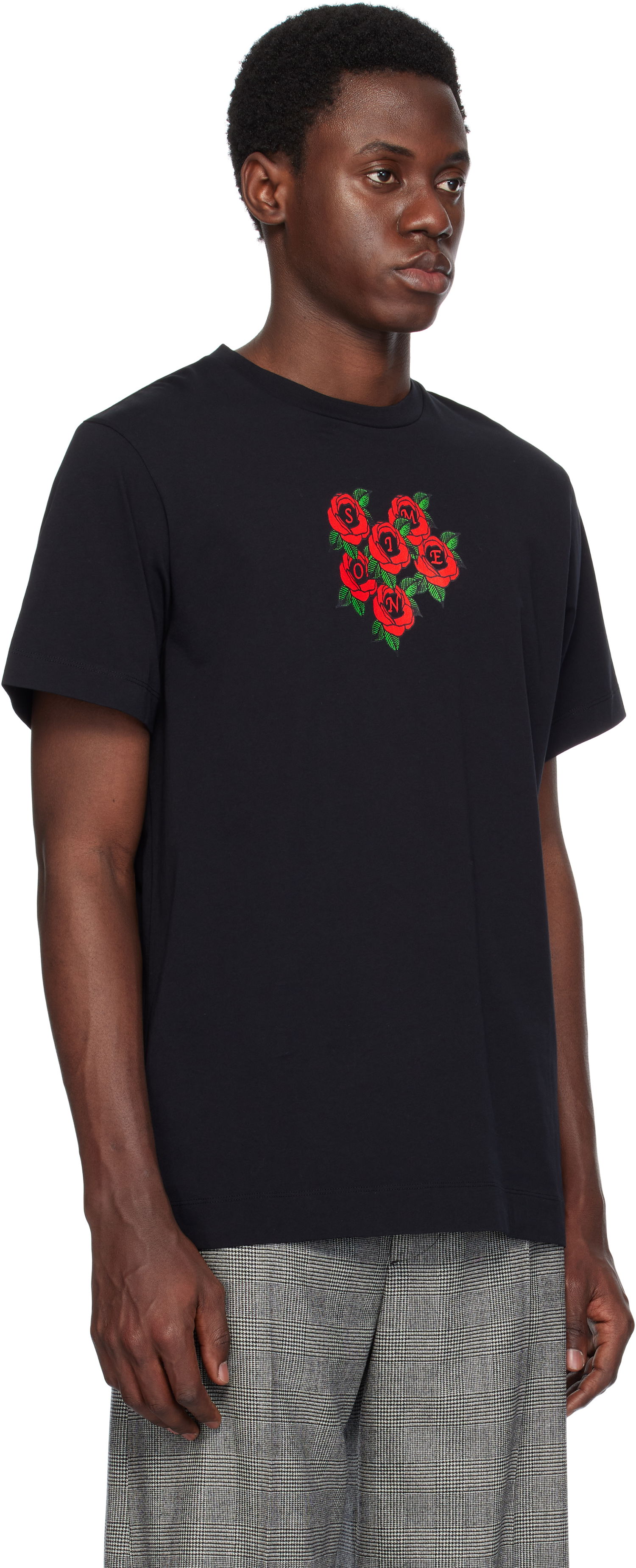 Majica Simone Rocha Simone Rocha Cluster Rose Logo Print T-Shirt Črna | 5195P36P37-M 0569, 1