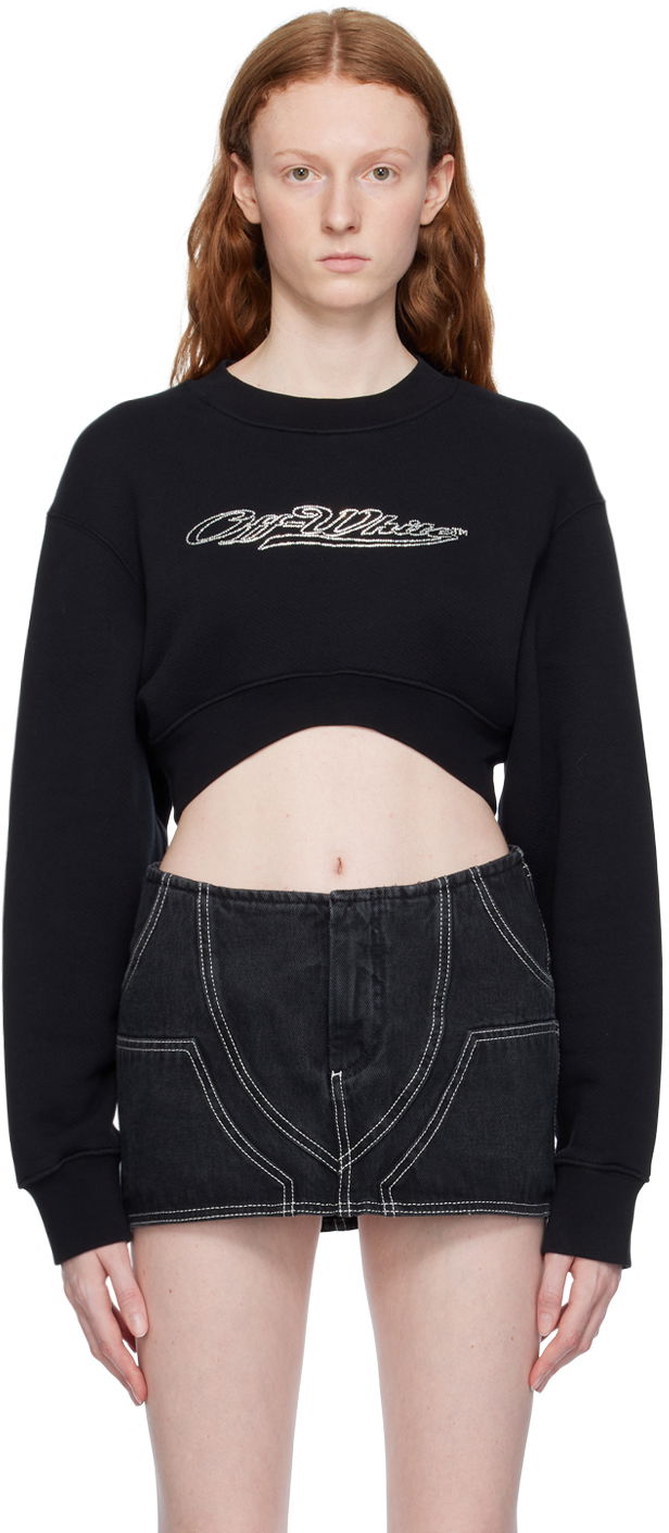 Majica Off-White Black Bling Baseball Sweatshirt Črna | OWBA035S23JER0011001