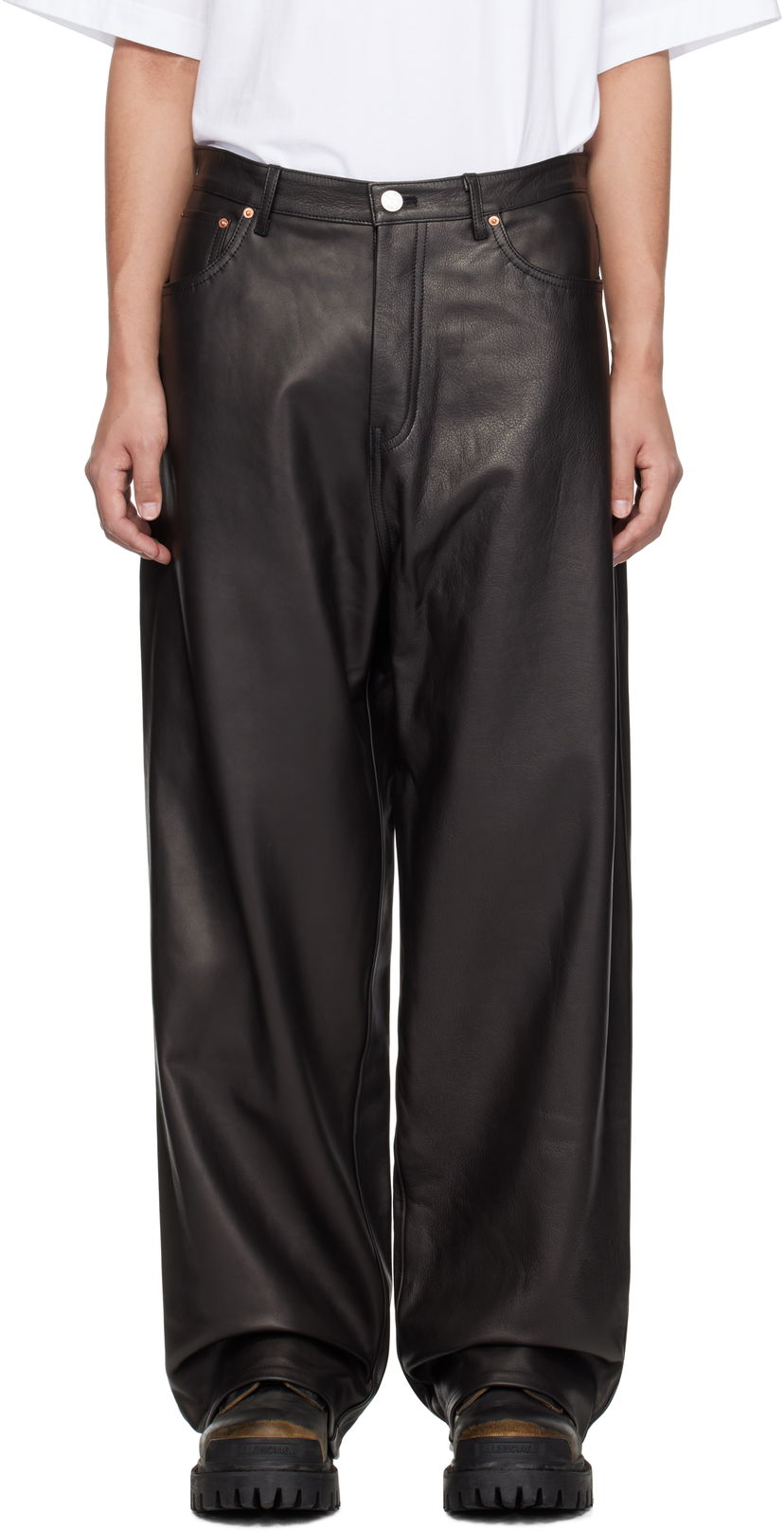 Hlače VETEMENTS Vetements Grained Leather Pants Črna | UA66PA200B