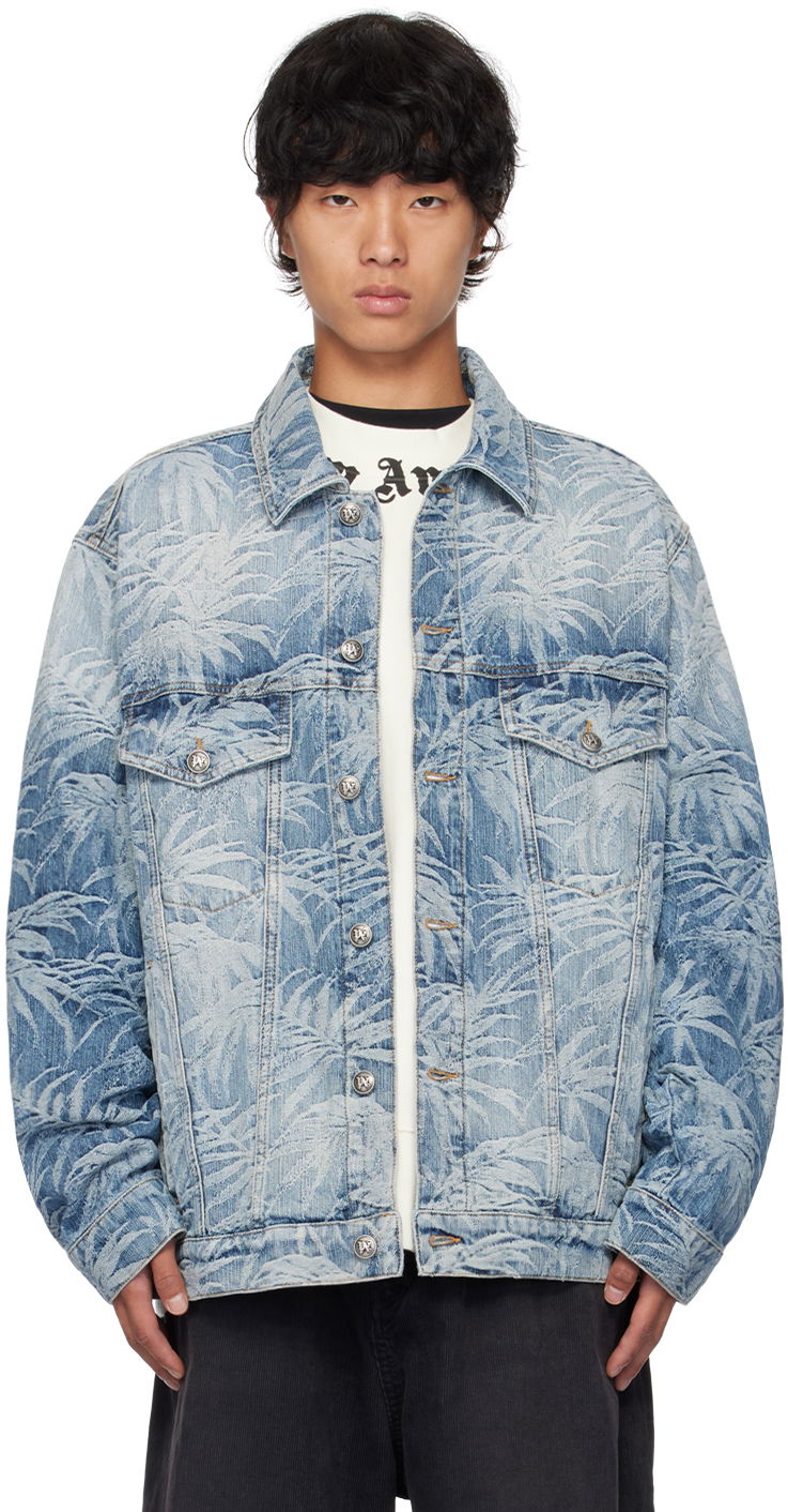 Jakna Palm Angels Blue Palms Wash Denim Jacket Modra | PMYE053F24DEN0024903