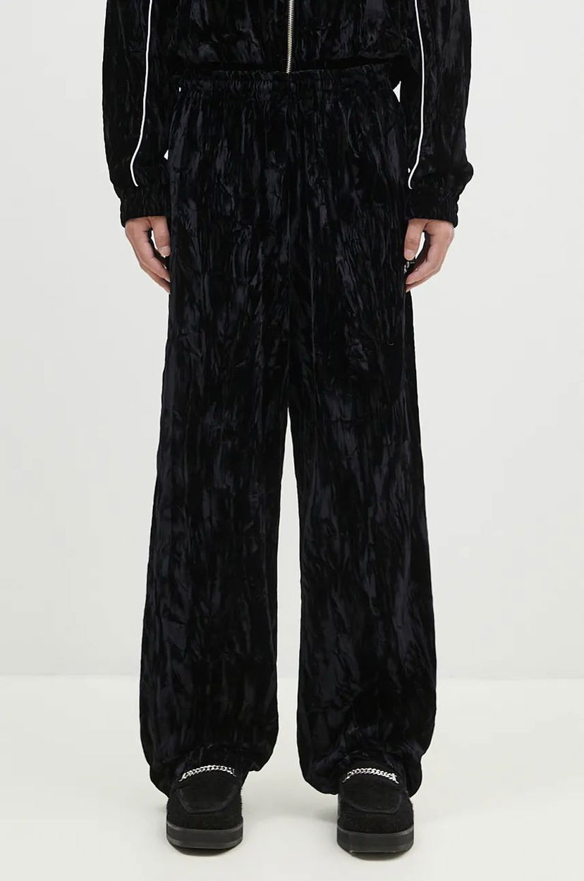 Trenirka Martine Rose Wide Leg Trackpant Velour Sweatpants Črna | 165WF04001