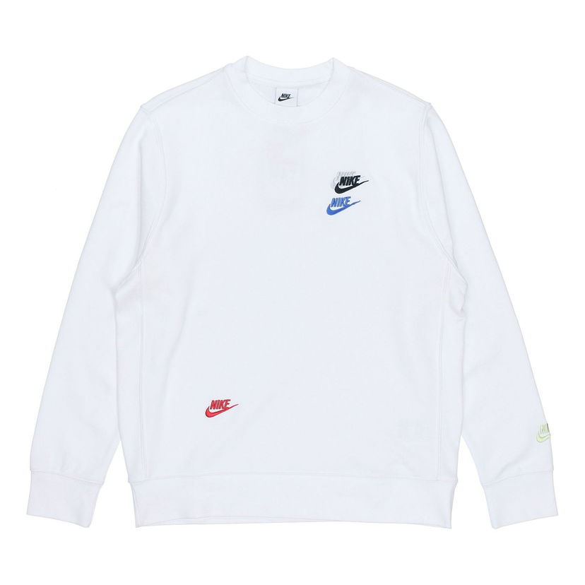 Pleteni pulover Nike Contrasting Colors Logo Embroidered Pullover Bela | DJ6915-100