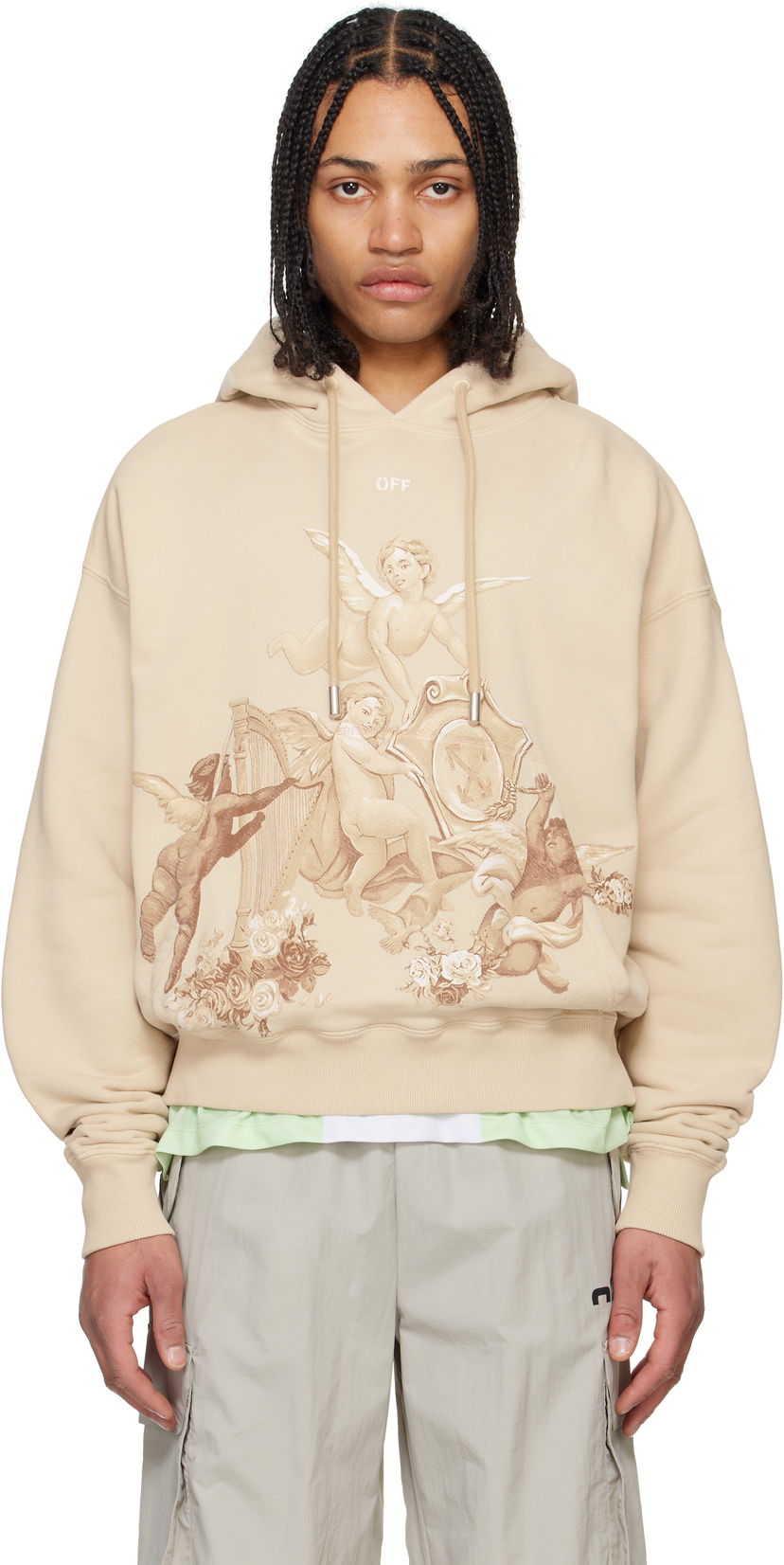 Pulover Off-White Off-White Putti Skate Hoodie Bež | OMBB085S25FLE0026101