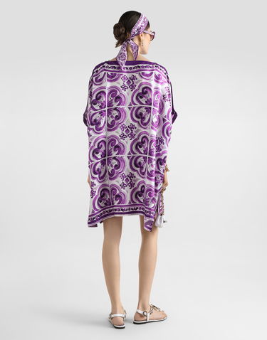 Obleke Dolce & Gabbana Dolce & Gabbana Majolica-Print Twill Kaftan Lila | F6TTETHI1TKIP3TN, 2