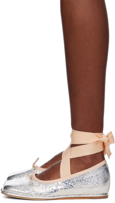 Nega čevljev Simone Rocha Simone Rocha Ribbon Bow Ballerina Flats Kovinski | RMP17 0781, 2