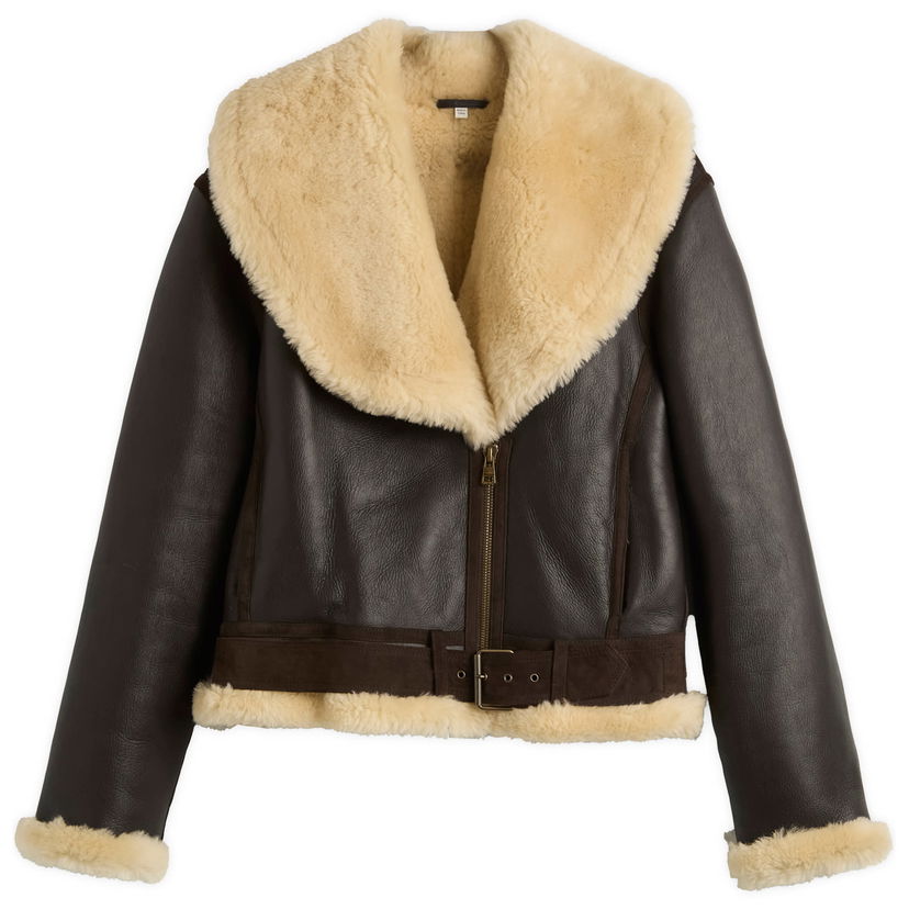 Jakna JW Anderson JW Anderson Aviator Shearling Jacket, Size Small Rjava | LJ0059-LT0123-685